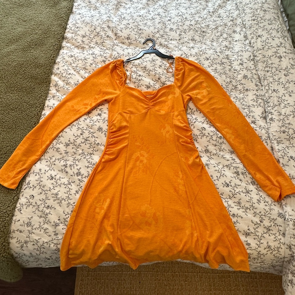 Gina Tricot Orange long sleeve mini dress